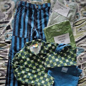 Big Bud Press Marine Blue and Black Striped Work Pants Small S